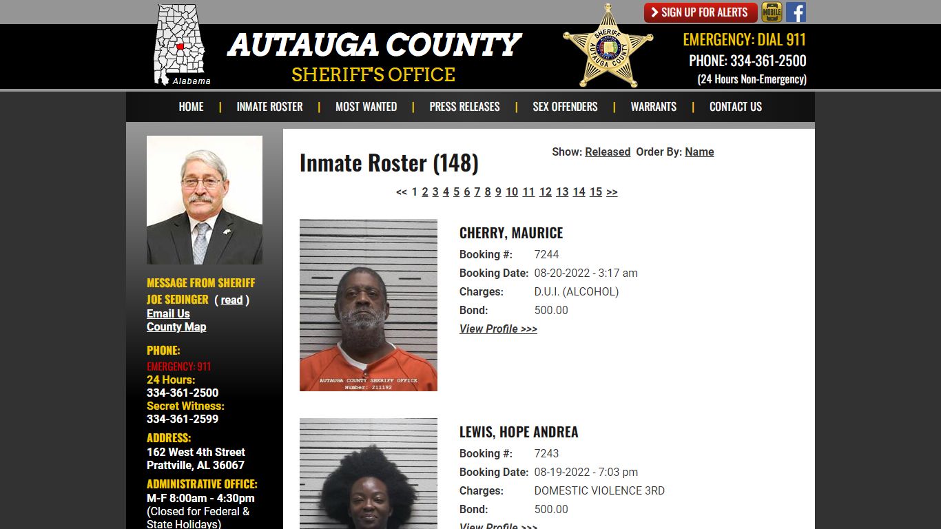 Inmate Roster - Autauga County Sheriff's Office